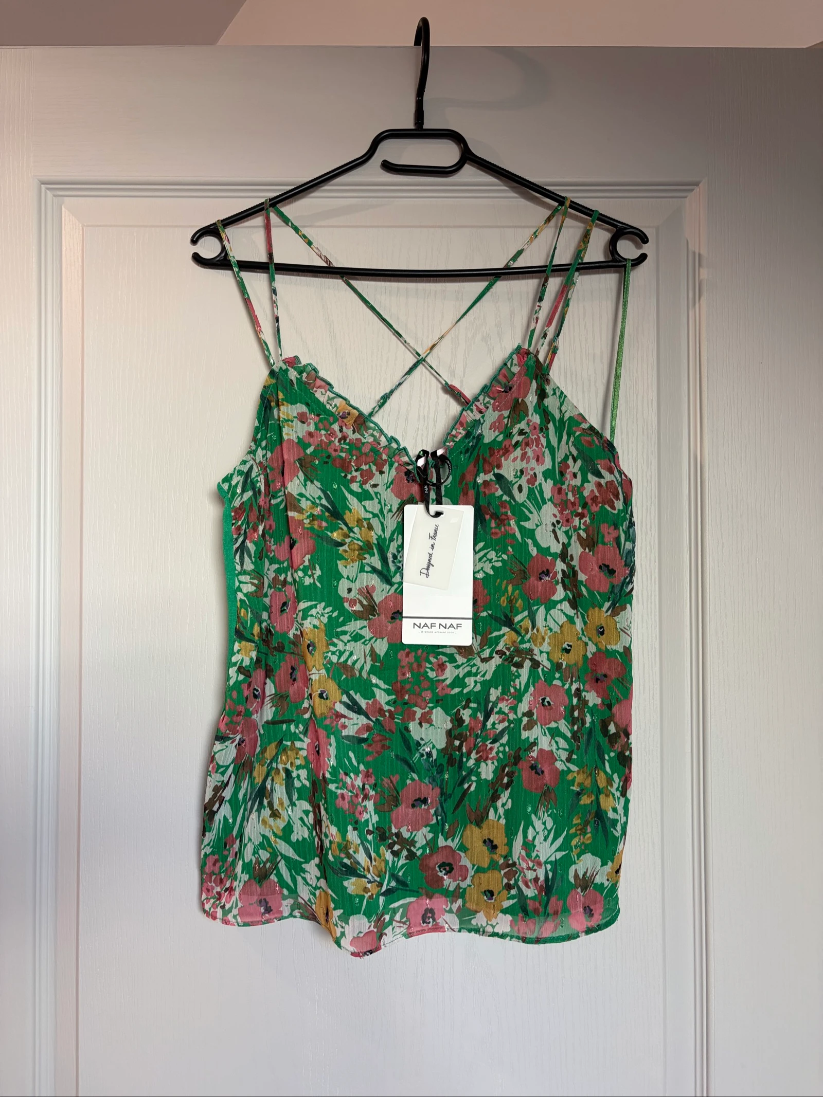 Top Naf Naf vert motif floral - Neuf étiqueté